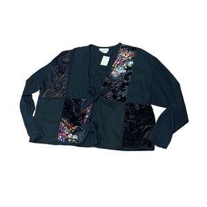 Vintage shrug cardigan kimono velvet patchwork 10 L  boho Gypsy